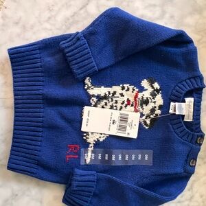 Ralph Lauren Blue Knit Sweater with Dog Motif